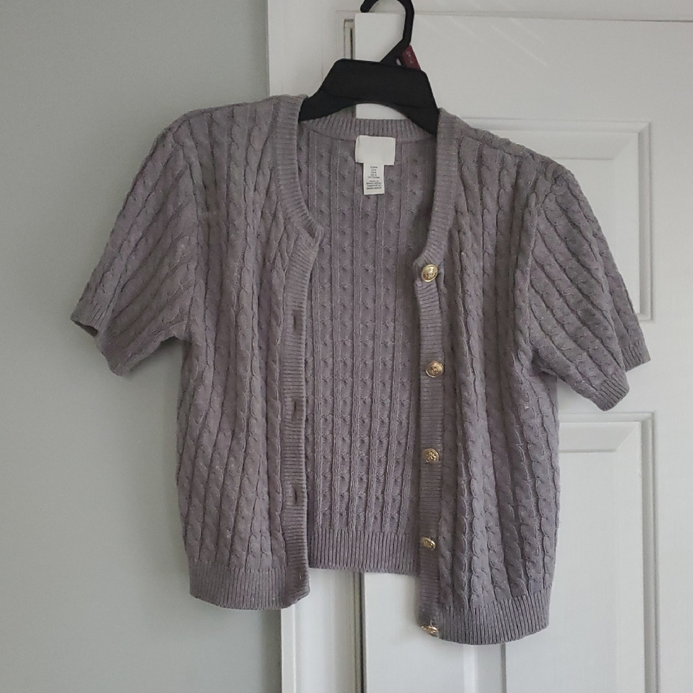 H&M Short Sleeve Gray Cardigan Sweater